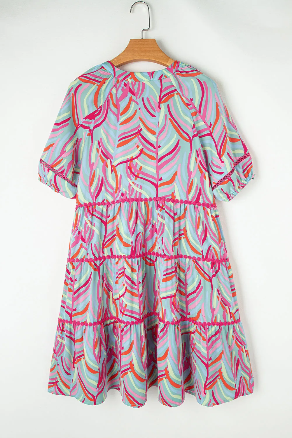 Abstract Ric-Rac Puff Sleeve Dress