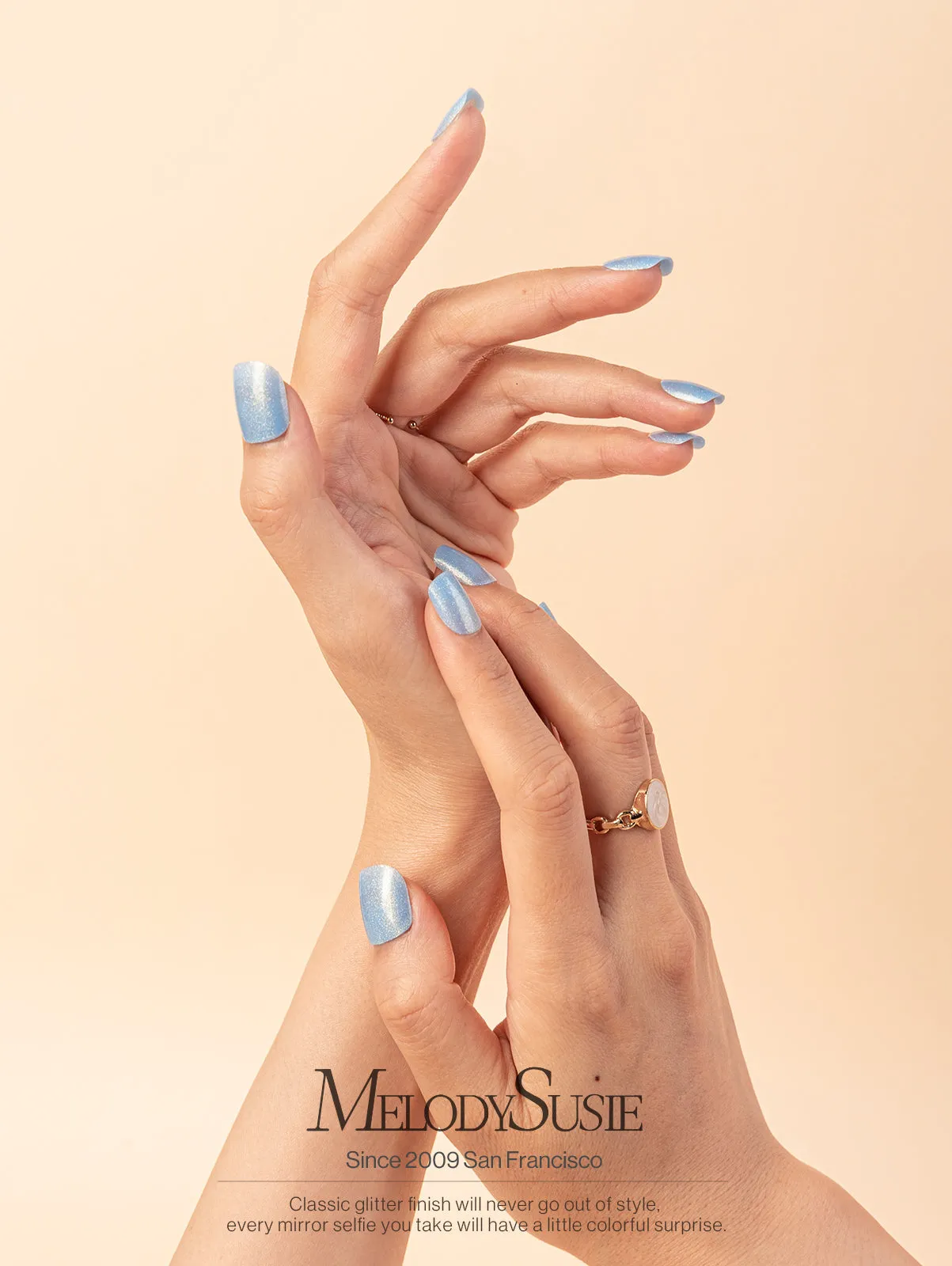 Acrylic Press On Nails - Short Square Blue