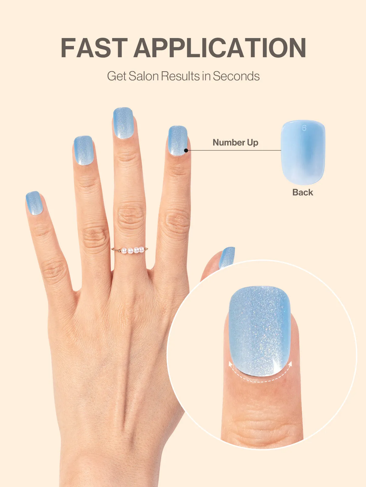 Acrylic Press On Nails - Short Square Blue