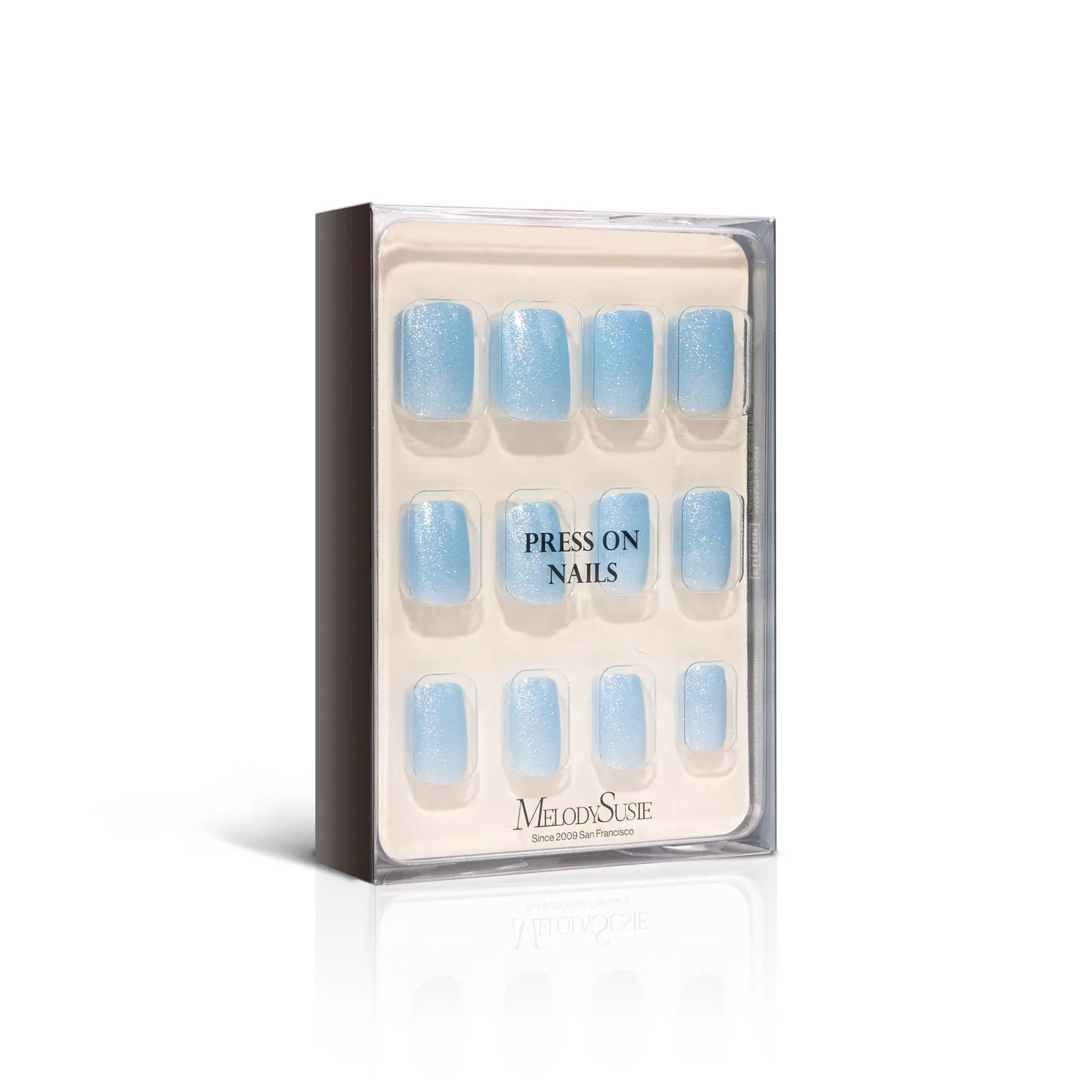 Acrylic Press On Nails - Short Square Blue
