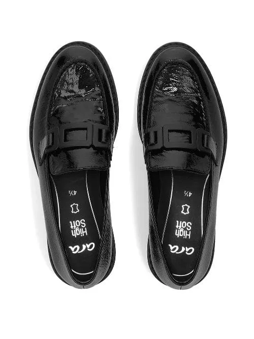 Ara Womens Black Buckle Loafer 12-11252