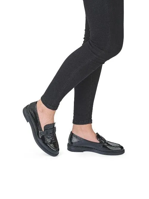 Ara Womens Black Buckle Loafer 12-11252
