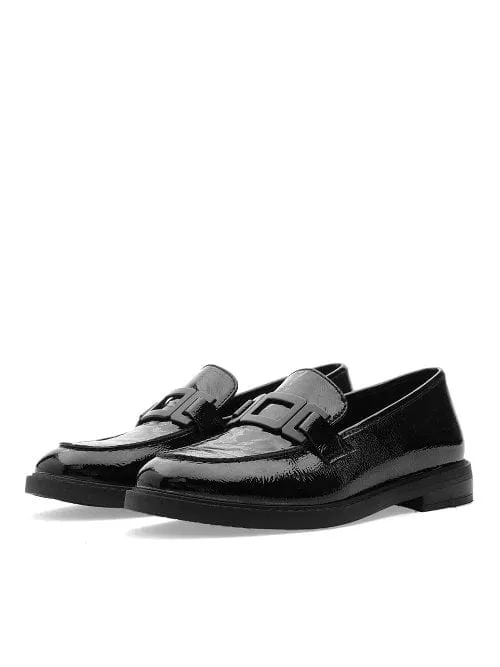 Ara Womens Black Buckle Loafer 12-11252