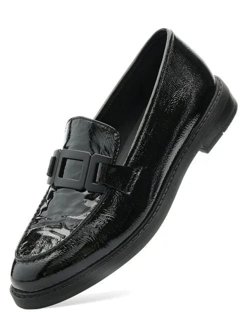 Ara Womens Black Buckle Loafer 12-11252