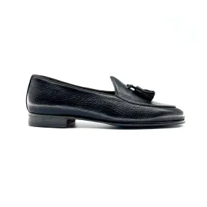 Berwick Belgian Tassel Loafer, Deer Leather - Black