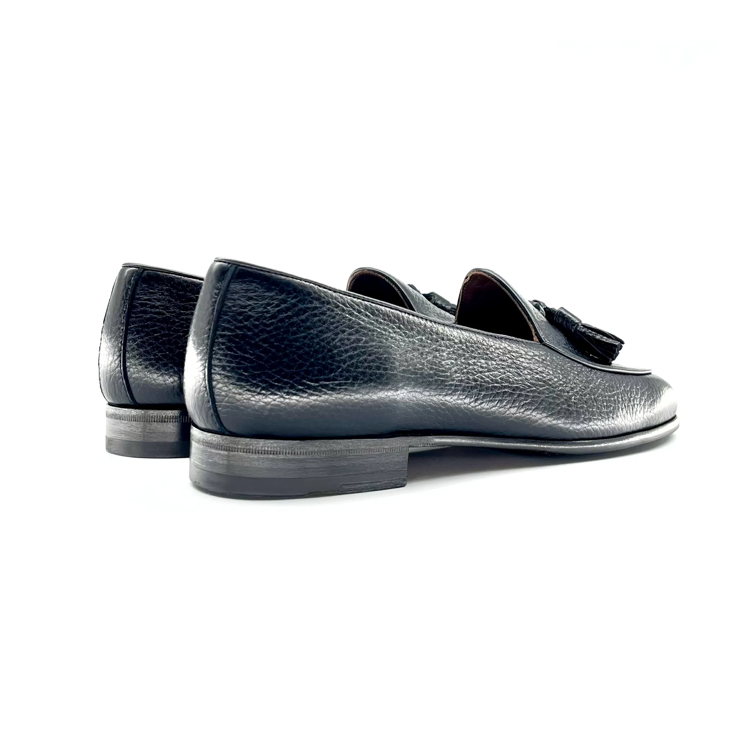 Berwick Belgian Tassel Loafer, Deer Leather - Black