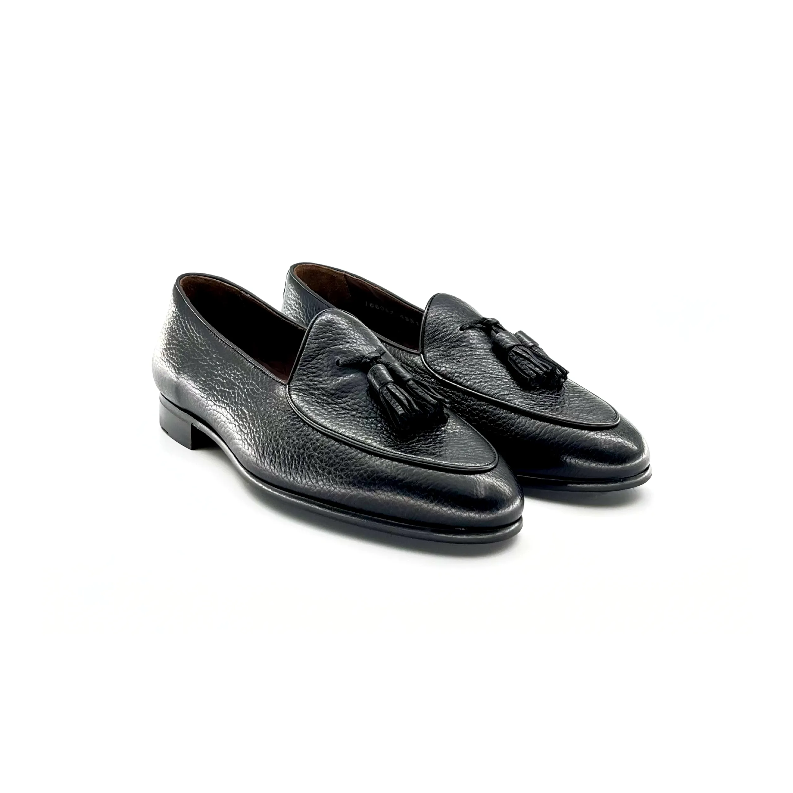 Berwick Belgian Tassel Loafer, Deer Leather - Black