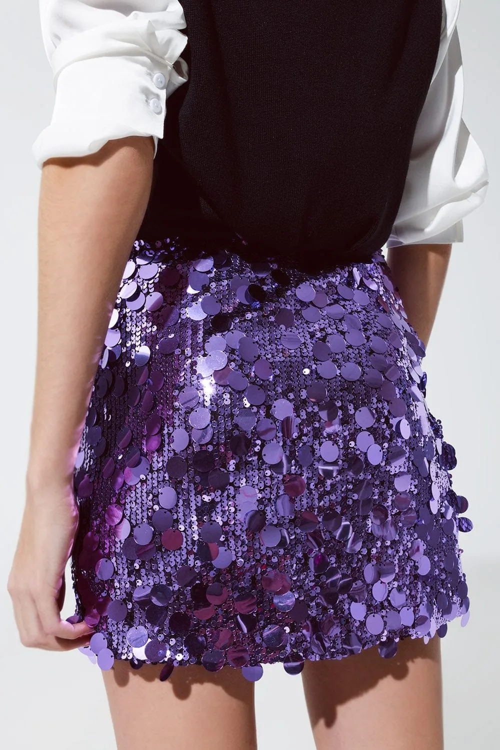 Big Sequin Mini Skirt In Purple
