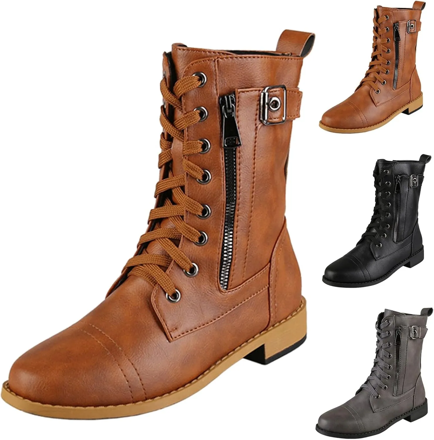 Black Booties for Women Ankle Brown Booties with Heel Black Casual Boots for Women Womens Work Boot Cute Cozy Non Slip Slip on Pointed Toe Leather Casual
