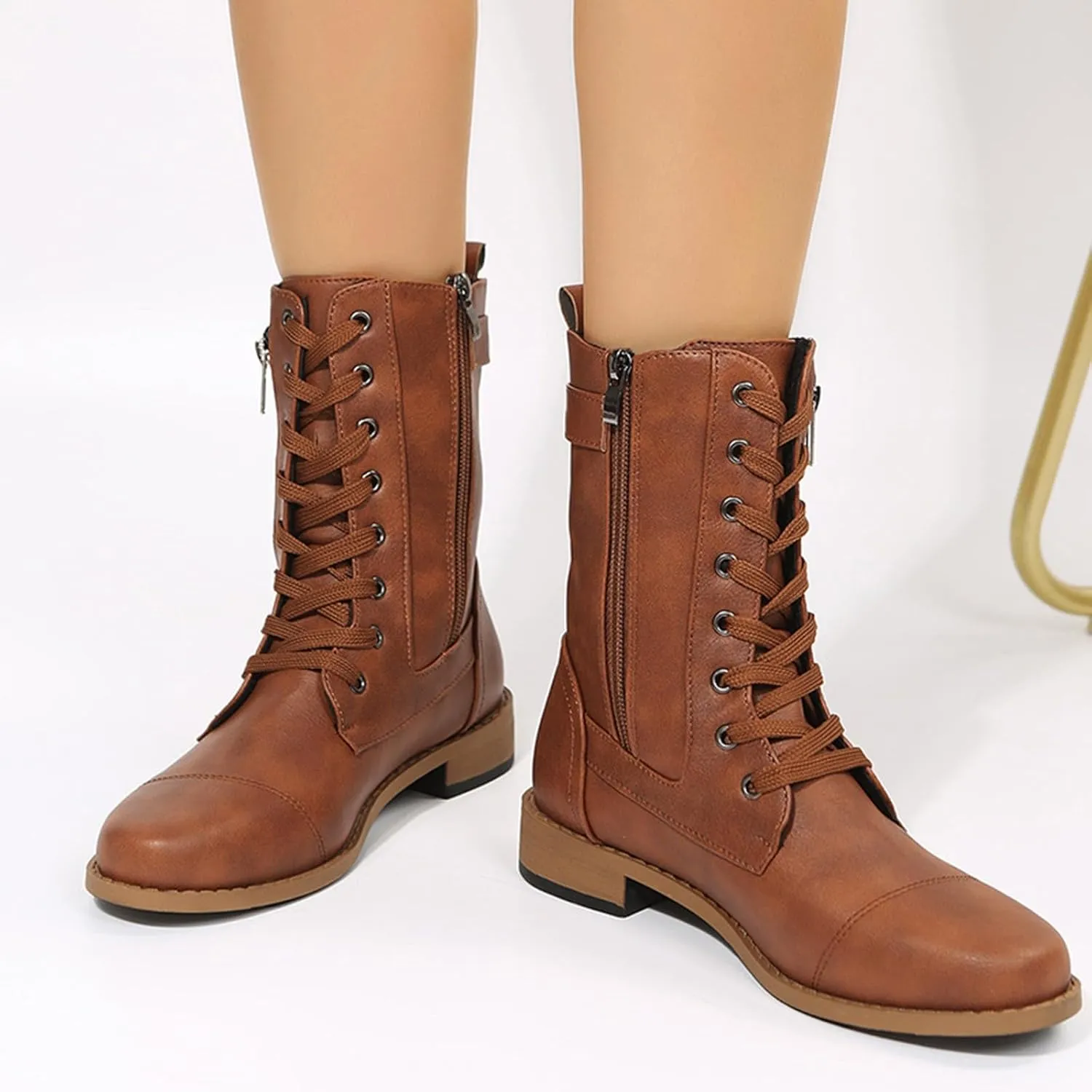 Black Booties for Women Ankle Brown Booties with Heel Black Casual Boots for Women Womens Work Boot Cute Cozy Non Slip Slip on Pointed Toe Leather Casual