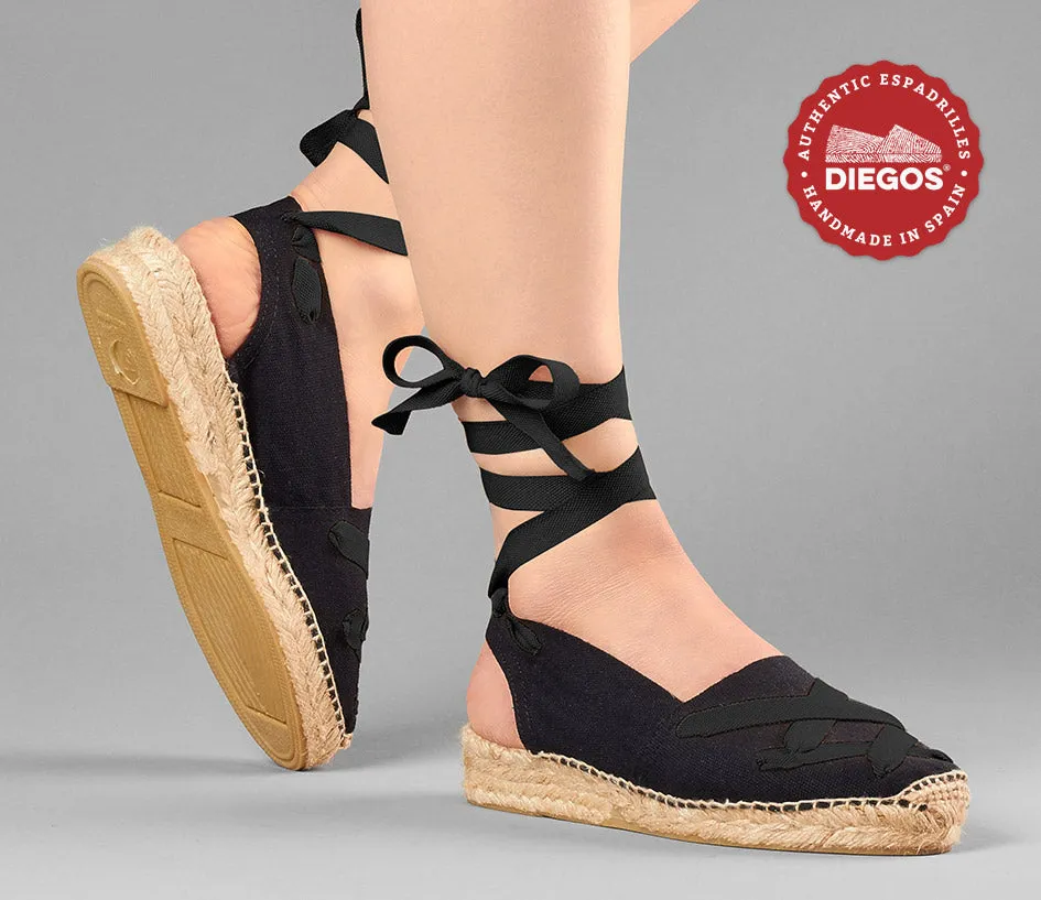 Black classic laces Catalina espadrille