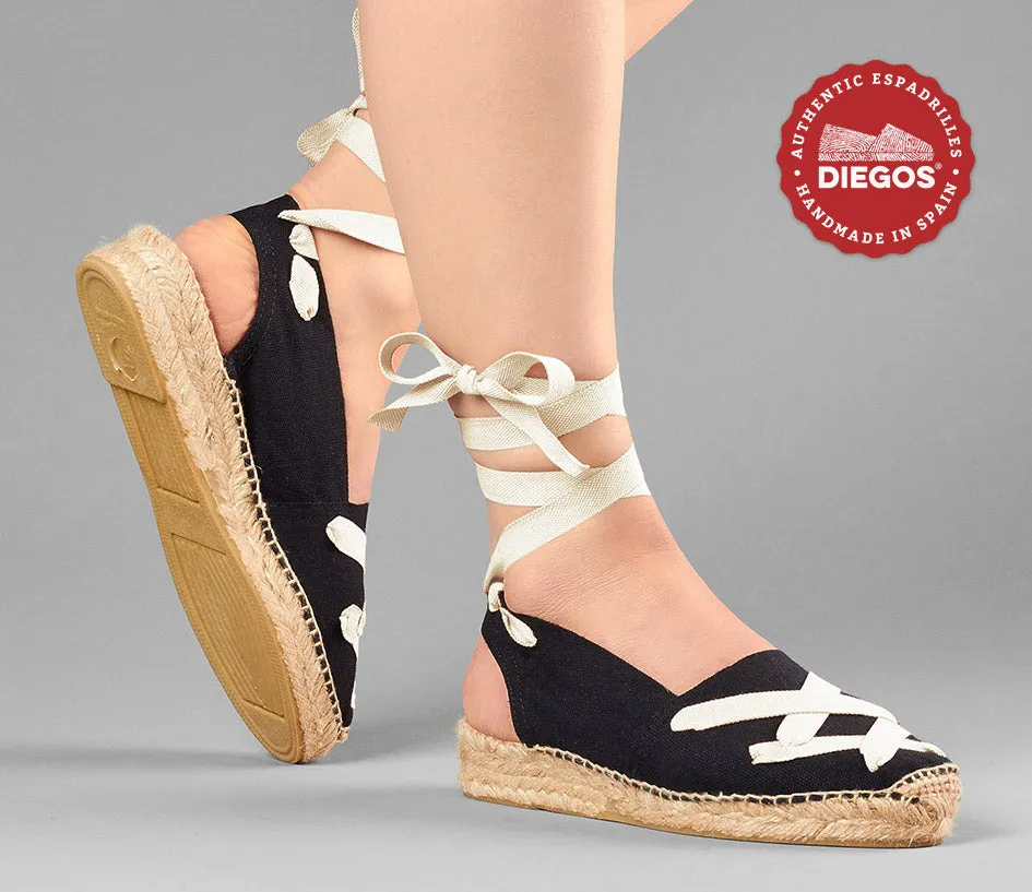 Black classic laces Catalina espadrille