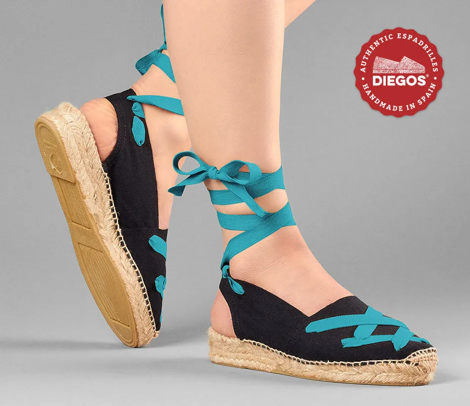 Black classic laces Catalina espadrille