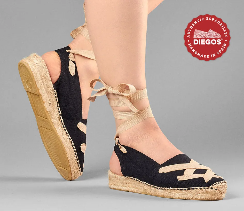 Black classic laces Catalina espadrille