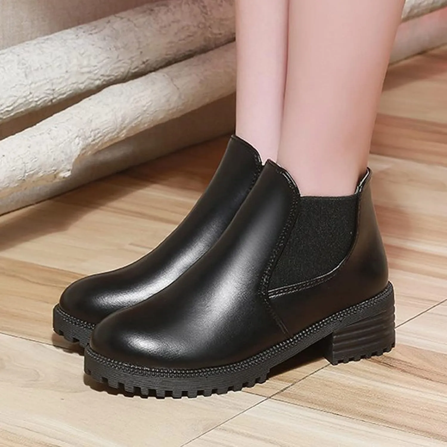 Black Cowboy Boots for Women Ankle Wedge Booties for Women 2024 Womens Low Boots Ankle Hiking Shoes Women Casual Round Head Lace-up Round Toe Comfortable Low Heel