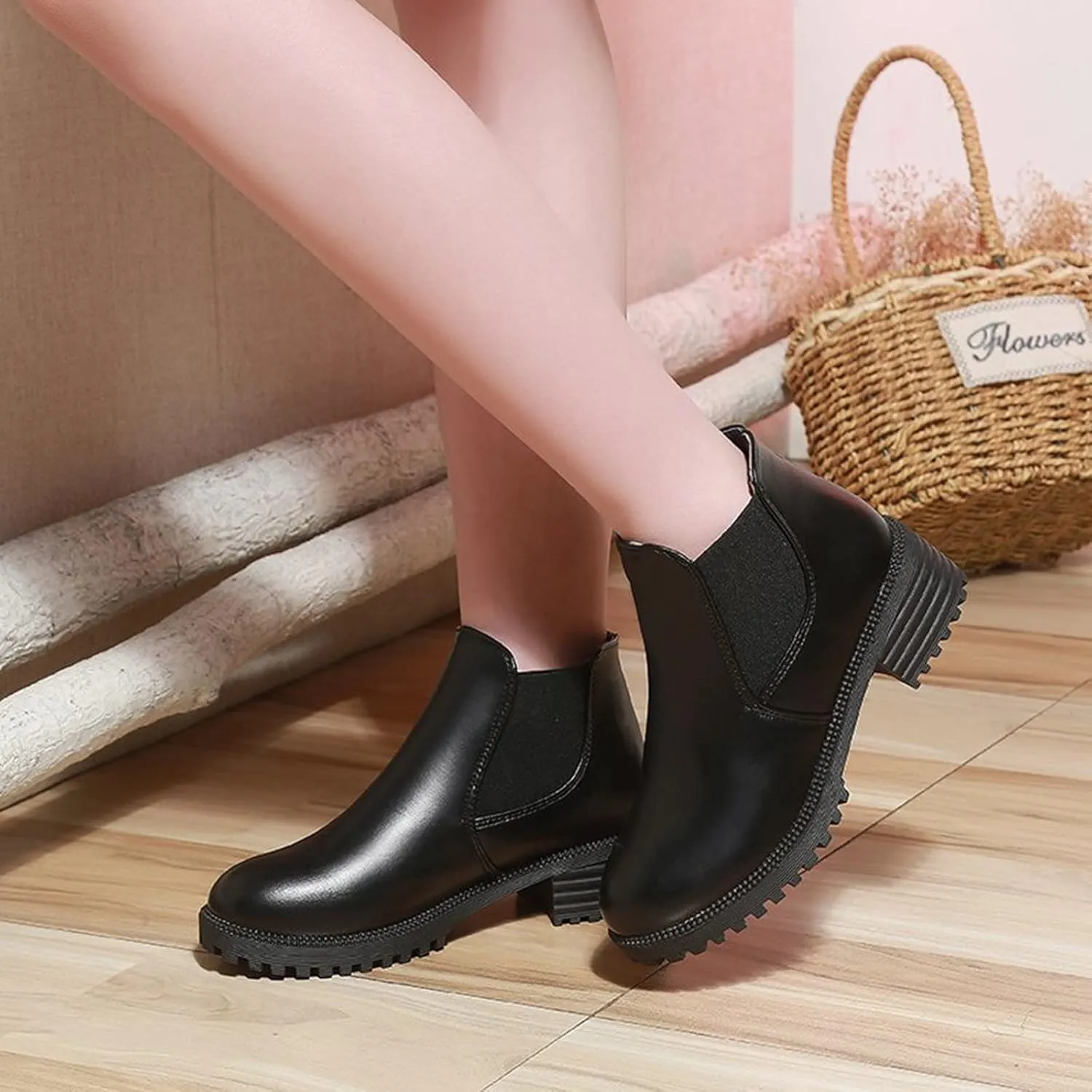 Black Cowboy Boots for Women Ankle Wedge Booties for Women 2024 Womens Low Boots Ankle Hiking Shoes Women Casual Round Head Lace-up Round Toe Comfortable Low Heel
