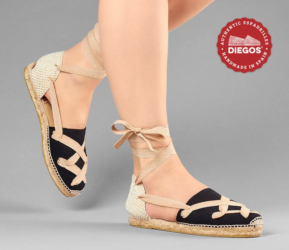 Black flat Lola classic laces espadrilles