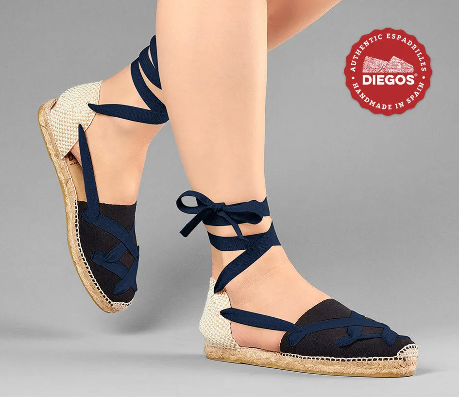 Black flat Lola classic laces espadrilles