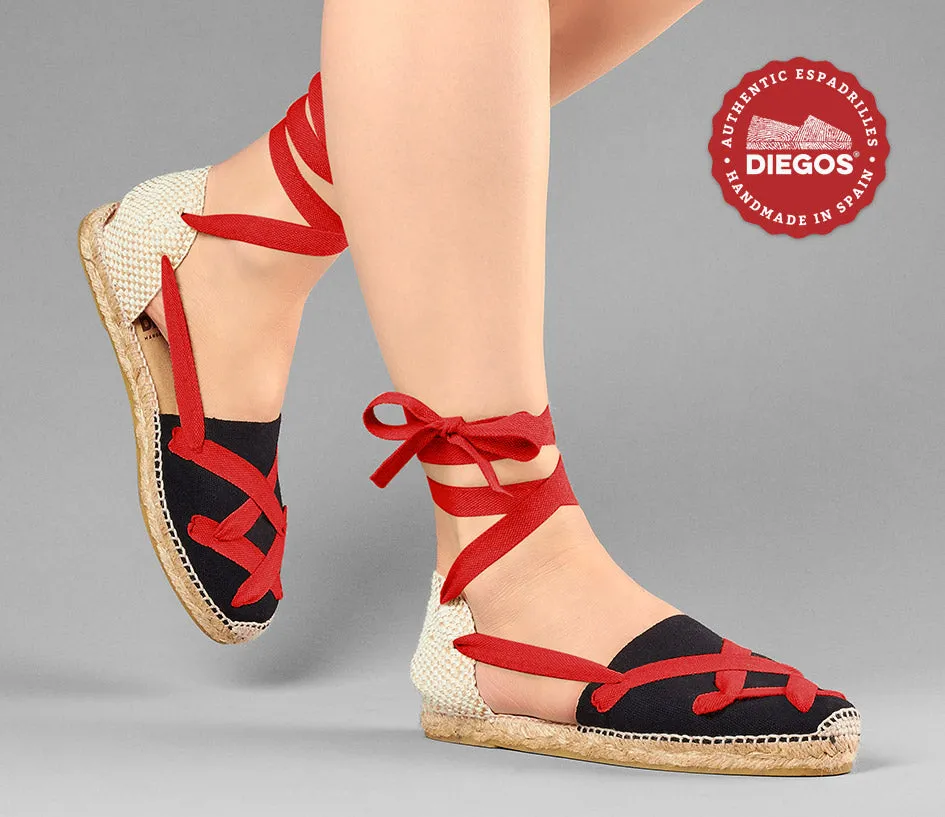 Black flat Lola classic laces espadrilles