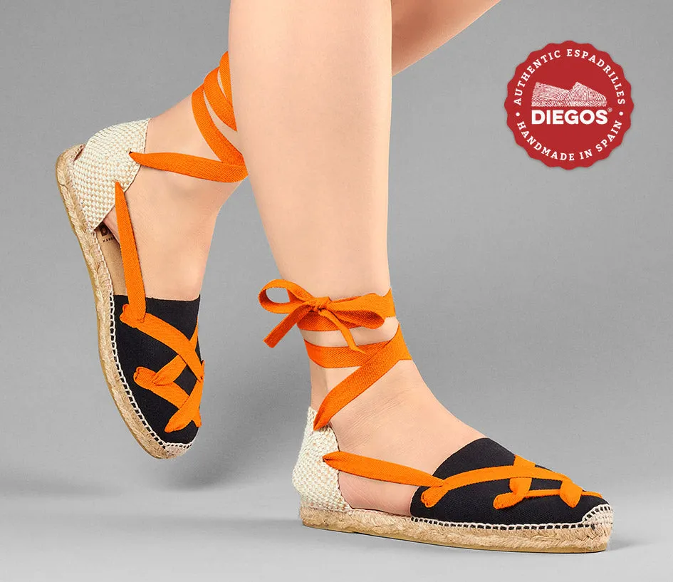 Black flat Lola classic laces espadrilles