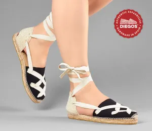 Black flat Lola classic laces espadrilles
