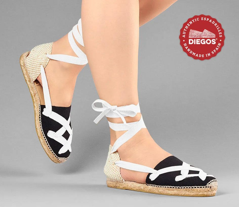 Black flat Lola classic laces espadrilles