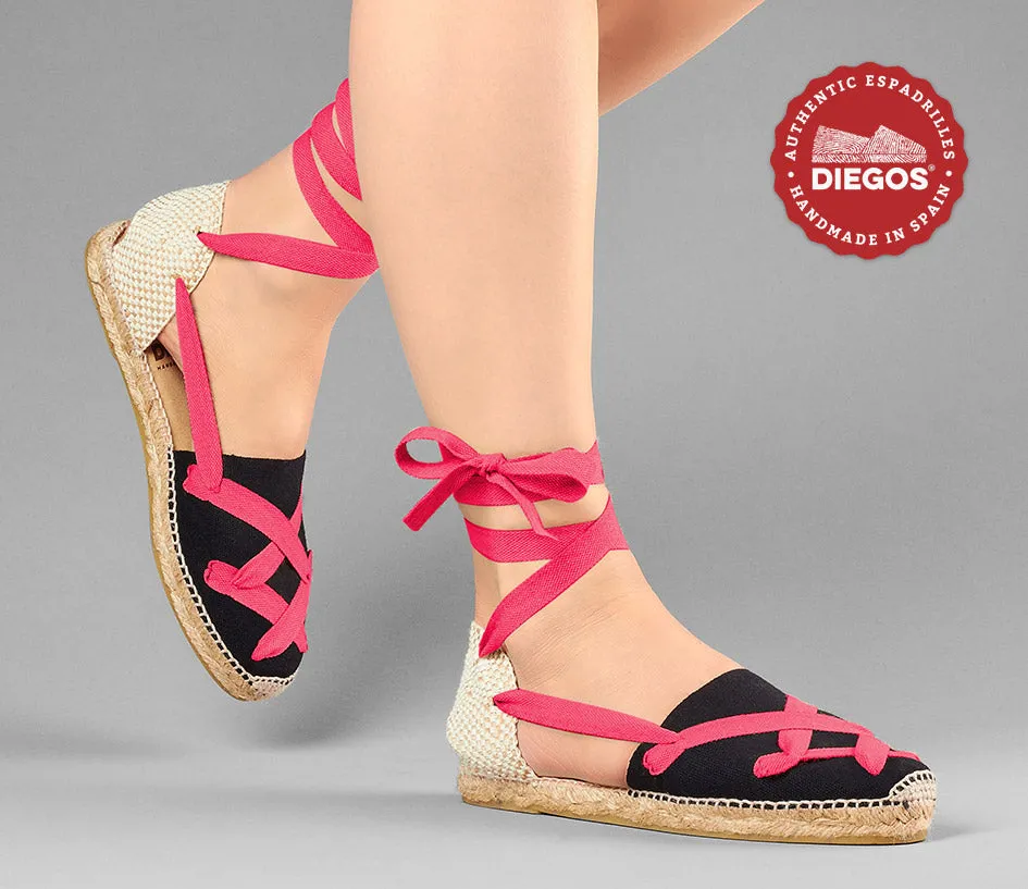 Black flat Lola classic laces espadrilles