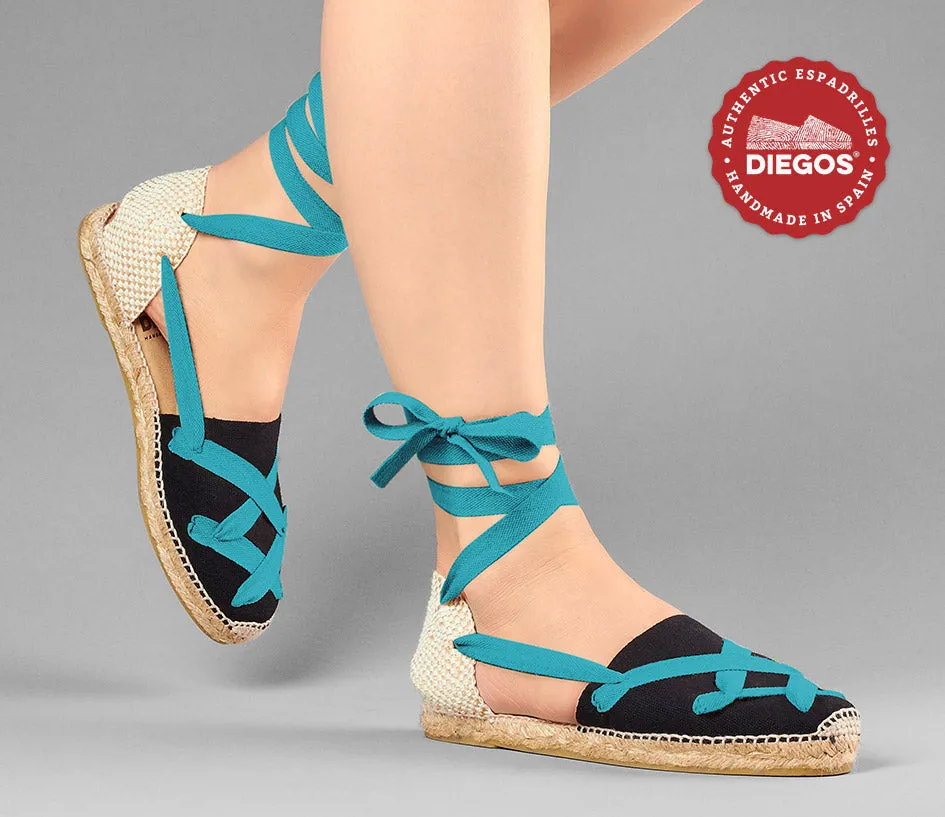 Black flat Lola classic laces espadrilles