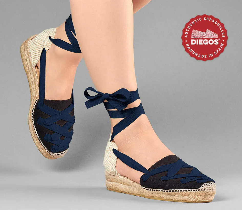 Black Lola low wedge Pamplona espadrilles