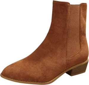 Boots for Women Ankle Heeled Booties for Women Womens Suede Ankle Boots Work Boot Shoe Laces Men Closed Head Cute Cozy Pointed Toe Stacked Mid Heel