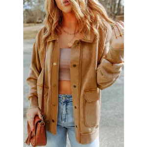Camel Vintage Washed Pockets Shacket