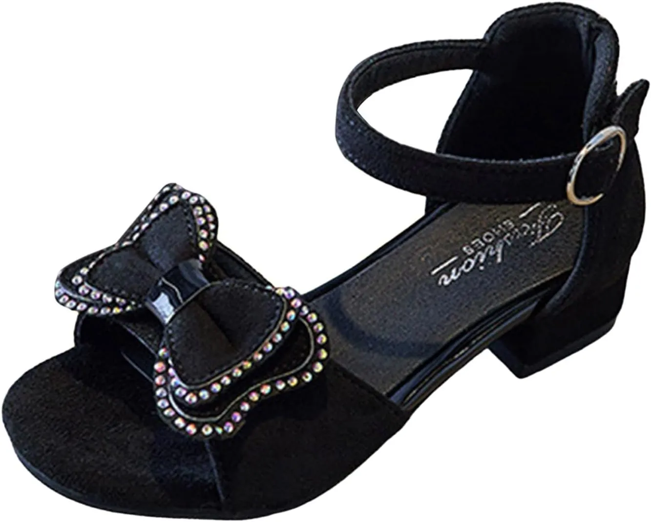 Children Shoes Thick Heel Sandals Fashionable Bow Small High Heel Sandals Toddler Girl Apparel