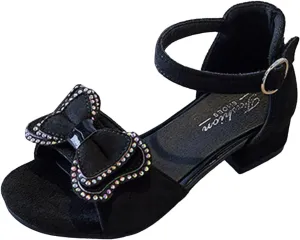 Children Shoes Thick Heel Sandals Fashionable Bow Small High Heel Sandals Toddler Girl Apparel