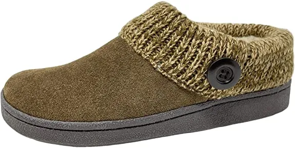 Clarks knitted Collar Winter Clog Slippers SAGE (7, SAGE)