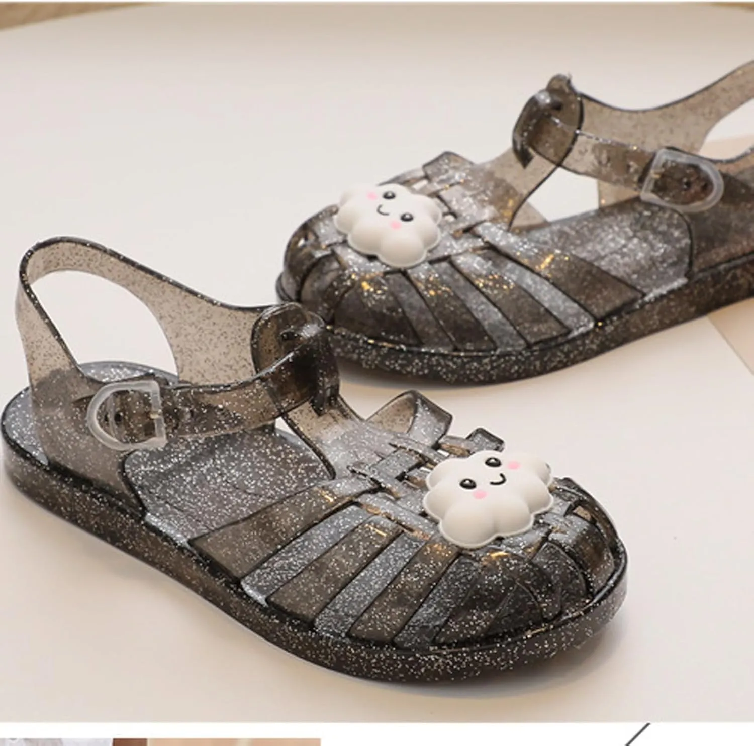 Crystal Jelly Heel Sandals Teen Girl Summer Beach Shoes Lightweight Soft Water Sandal Footwear