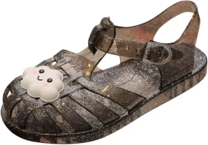 Crystal Jelly Heel Sandals Teen Girl Summer Beach Shoes Lightweight Soft Water Sandal Footwear