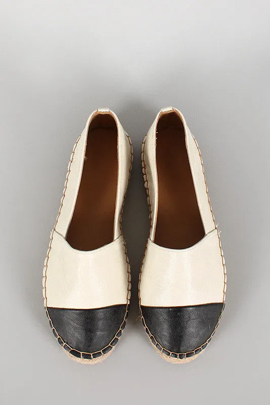 Dollhouse Two-Tone Leatherette Espadrille Skimmer Loafer Flat