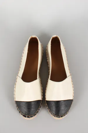 Dollhouse Two-Tone Leatherette Espadrille Skimmer Loafer Flat