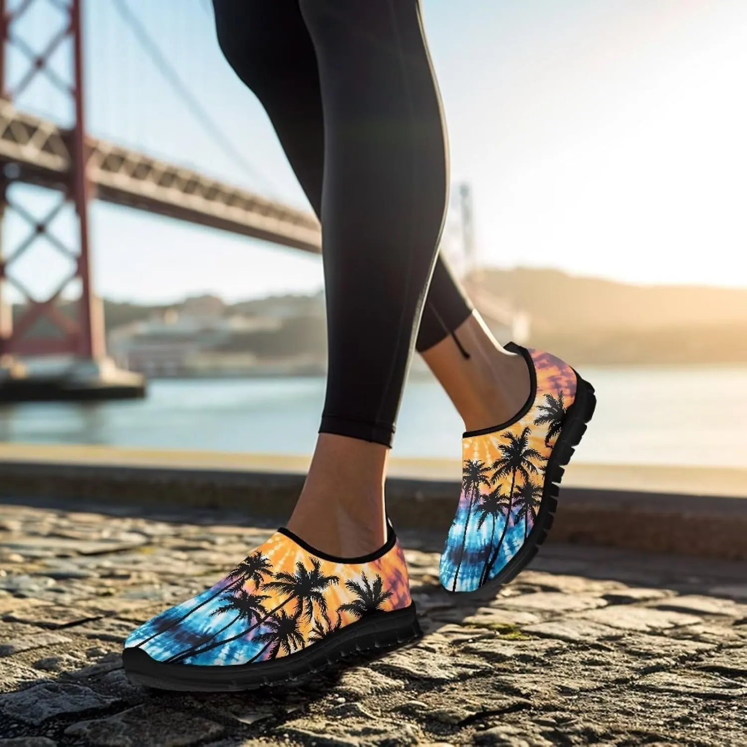 Doojoayie Floral Theme Shoes for Women Slip On Shoes Summer Casual Shoes for Travel