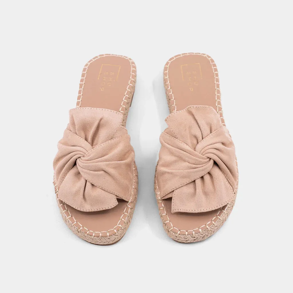 Doris Flat Sandal | Beige Suede