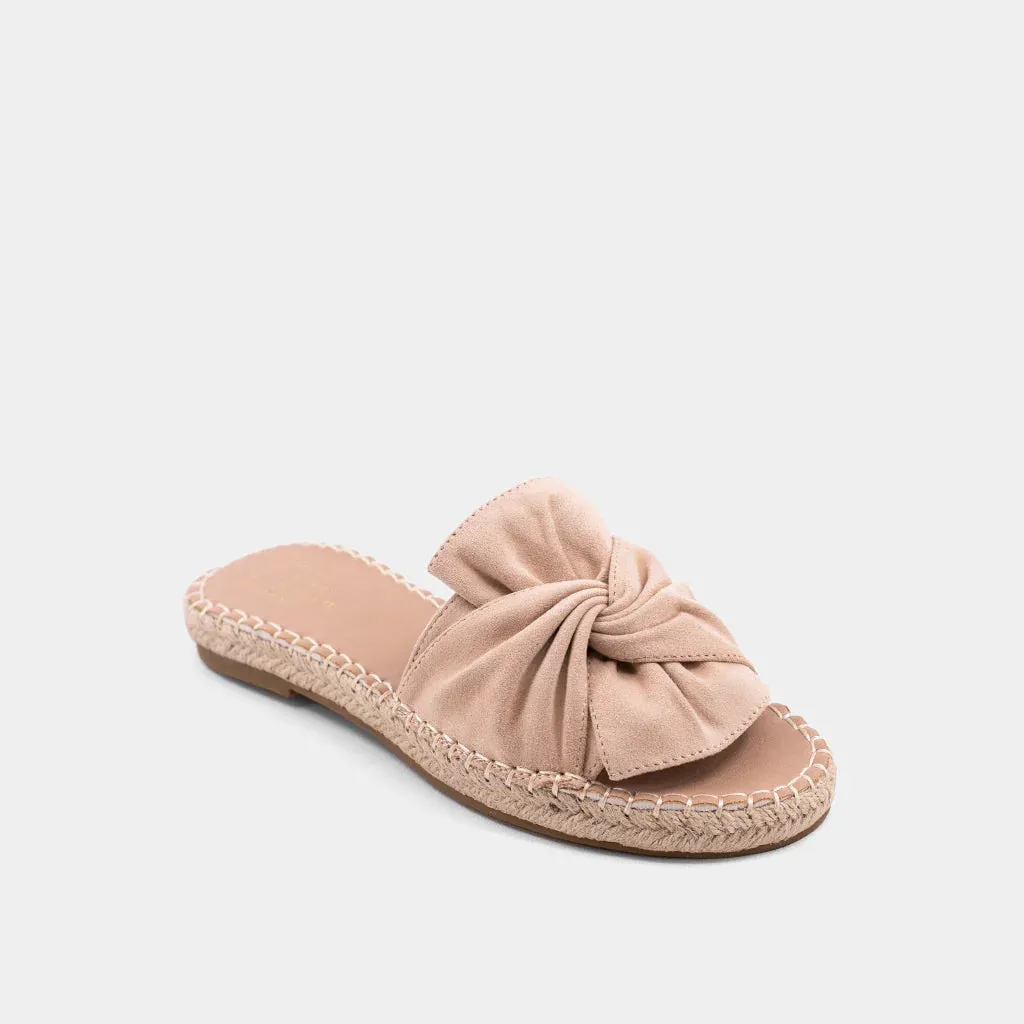Doris Flat Sandal | Beige Suede