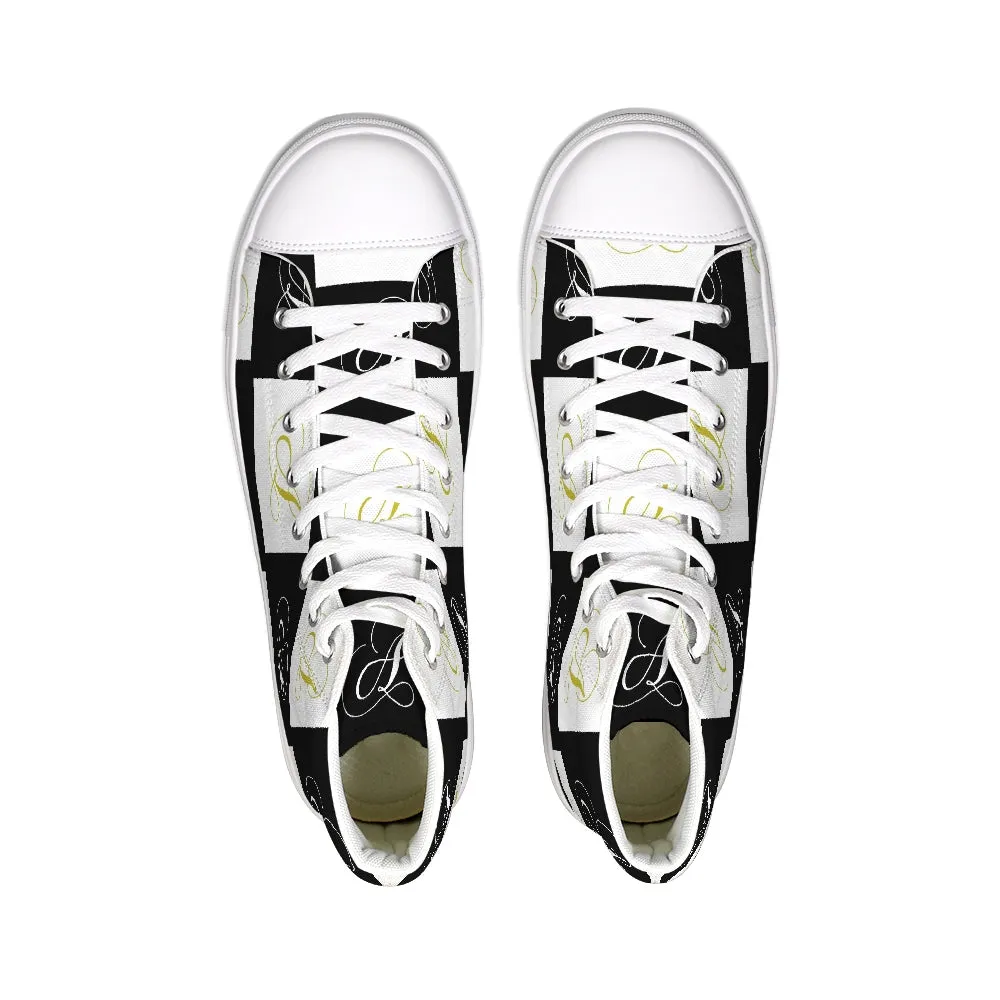 Double A - Black backgroun Hightop Canvas Shoe