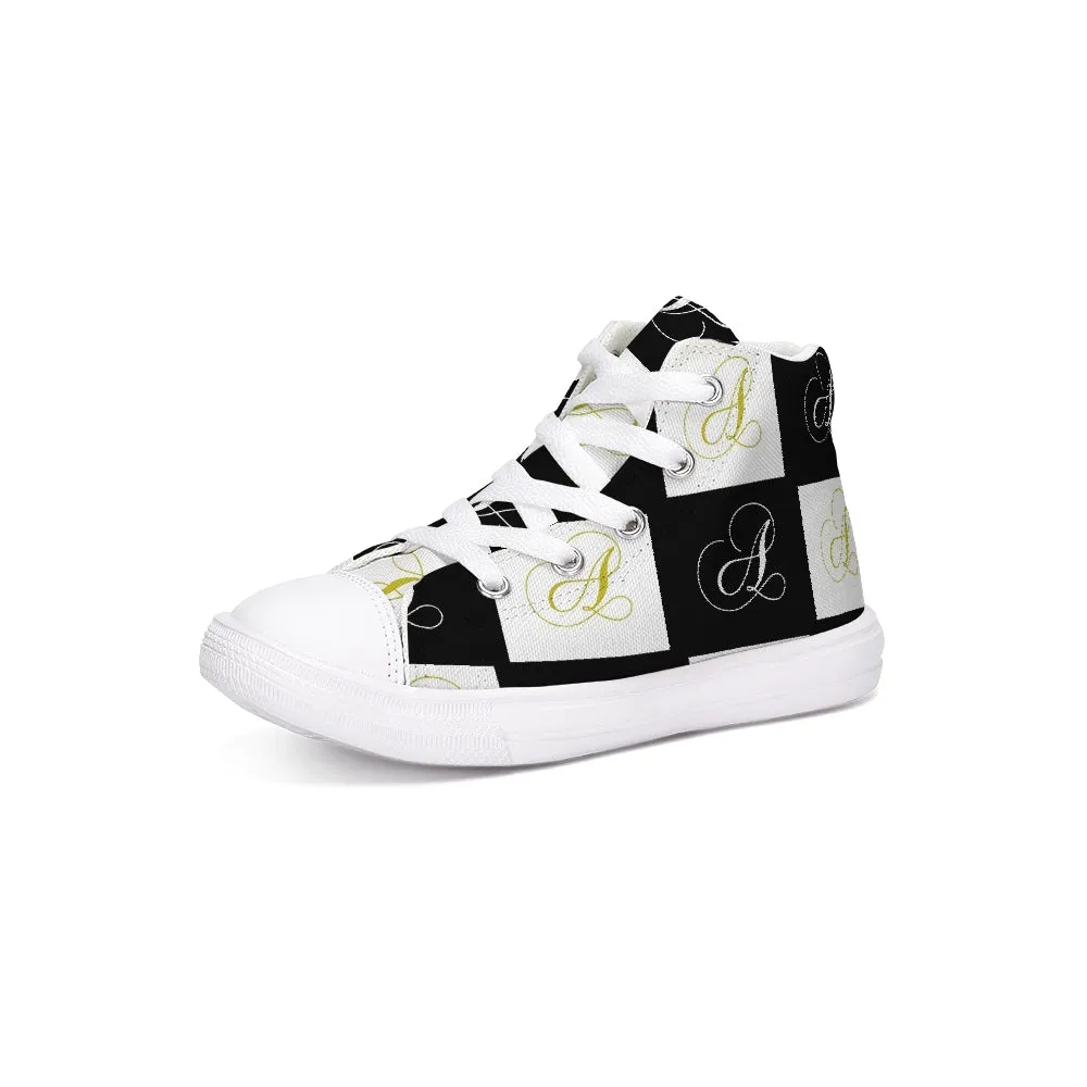 Double A - Black backgroun Kids Hightop Canvas Shoe