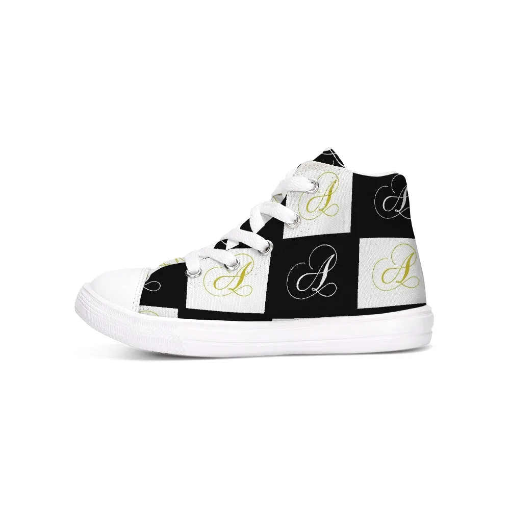 Double A - Black backgroun Kids Hightop Canvas Shoe