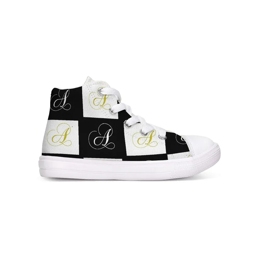 Double A - Black backgroun Kids Hightop Canvas Shoe