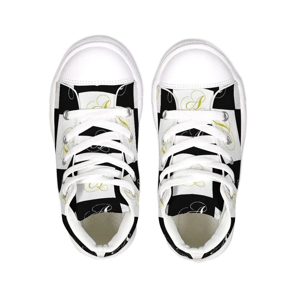 Double A - Black backgroun Kids Hightop Canvas Shoe