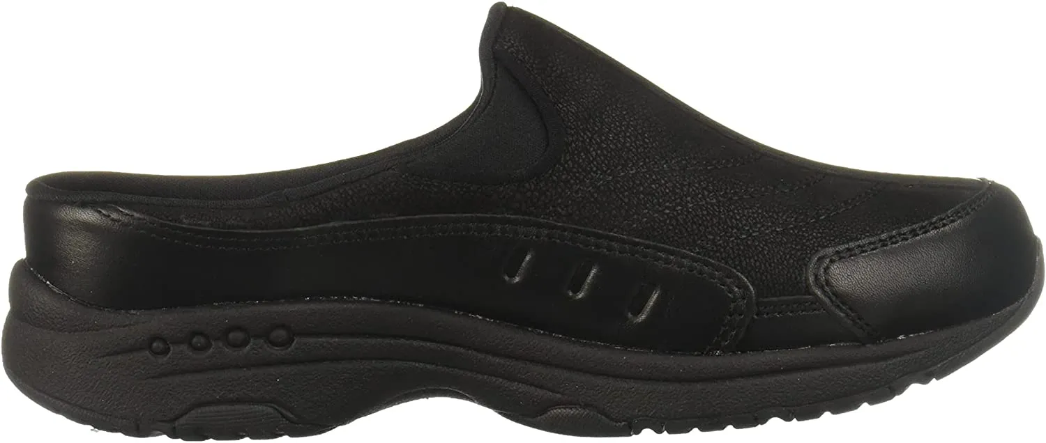 Easy Spirit Travel Time Round Closed-Toe Slip On Mule Clog Black (7.5, Black)