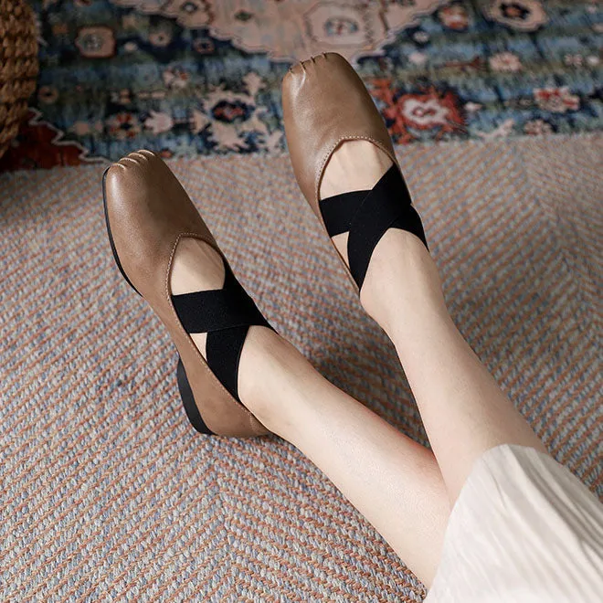 elveswallet Low Cross Lace Up Square Toe Mary Janes Shoes