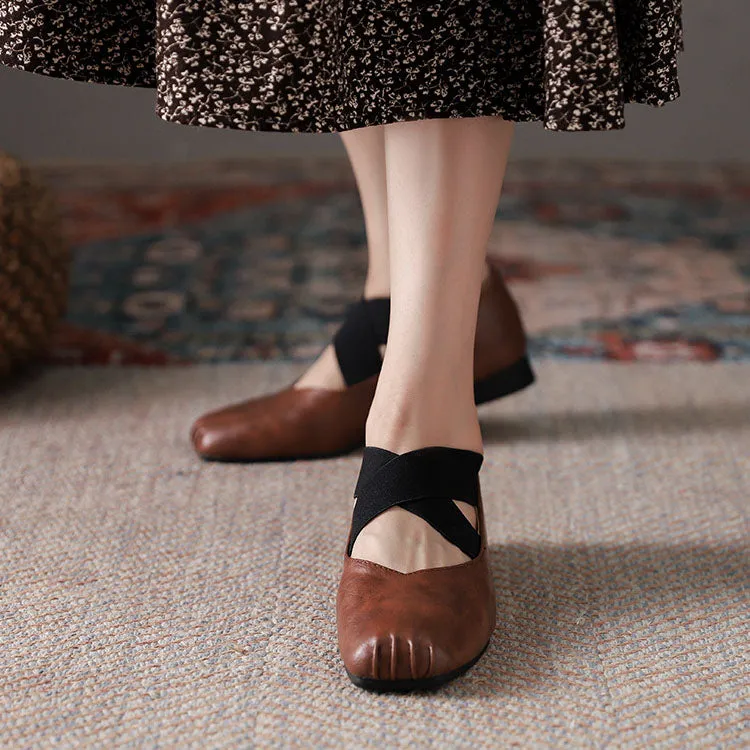 elveswallet Low Cross Lace Up Square Toe Mary Janes Shoes