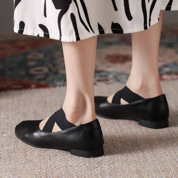 elveswallet Low Cross Lace Up Square Toe Mary Janes Shoes